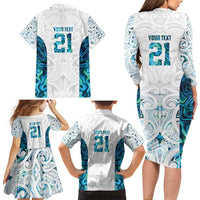 Custom New Zealand Aotearoa Family Matching Long Sleeve Bodycon Dress and Hawaiian Shirt Maori Paua Shell Indigenous - Polynesian Pride