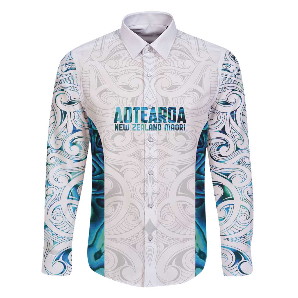 Custom New Zealand Aotearoa Family Matching Long Sleeve Bodycon Dress and Hawaiian Shirt Maori Paua Shell Indigenous - Polynesian Pride
