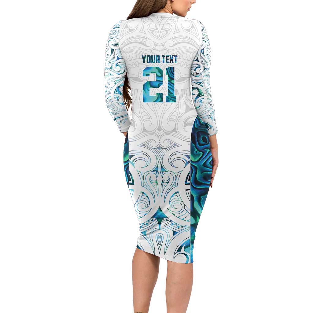 Custom New Zealand Aotearoa Family Matching Long Sleeve Bodycon Dress and Hawaiian Shirt Maori Paua Shell Indigenous - Polynesian Pride