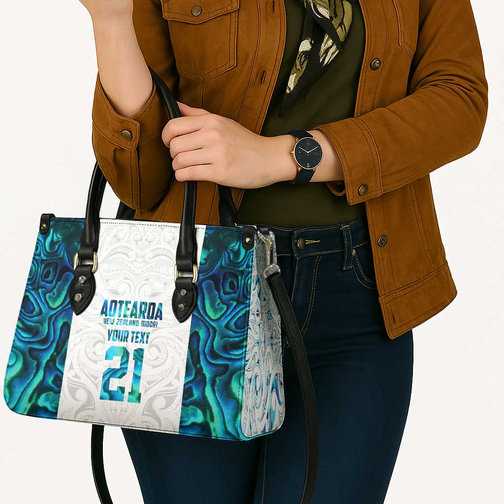 Custom New Zealand Aotearoa Leather Bag Maori Paua Shell Indigenous - Polynesian Pride