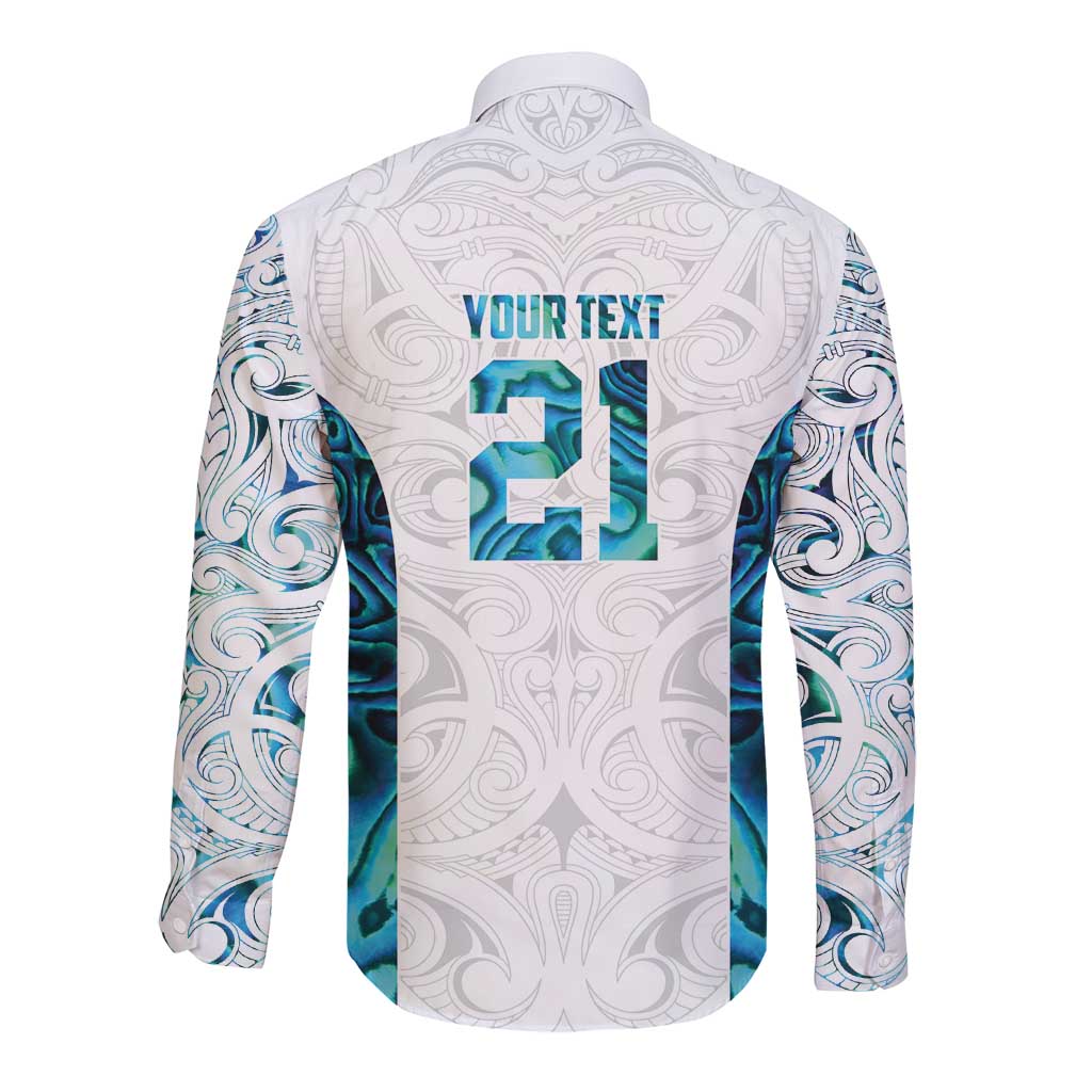 Custom New Zealand Aotearoa Long Sleeve Button Shirt Maori Paua Shell Indigenous - Polynesian Pride