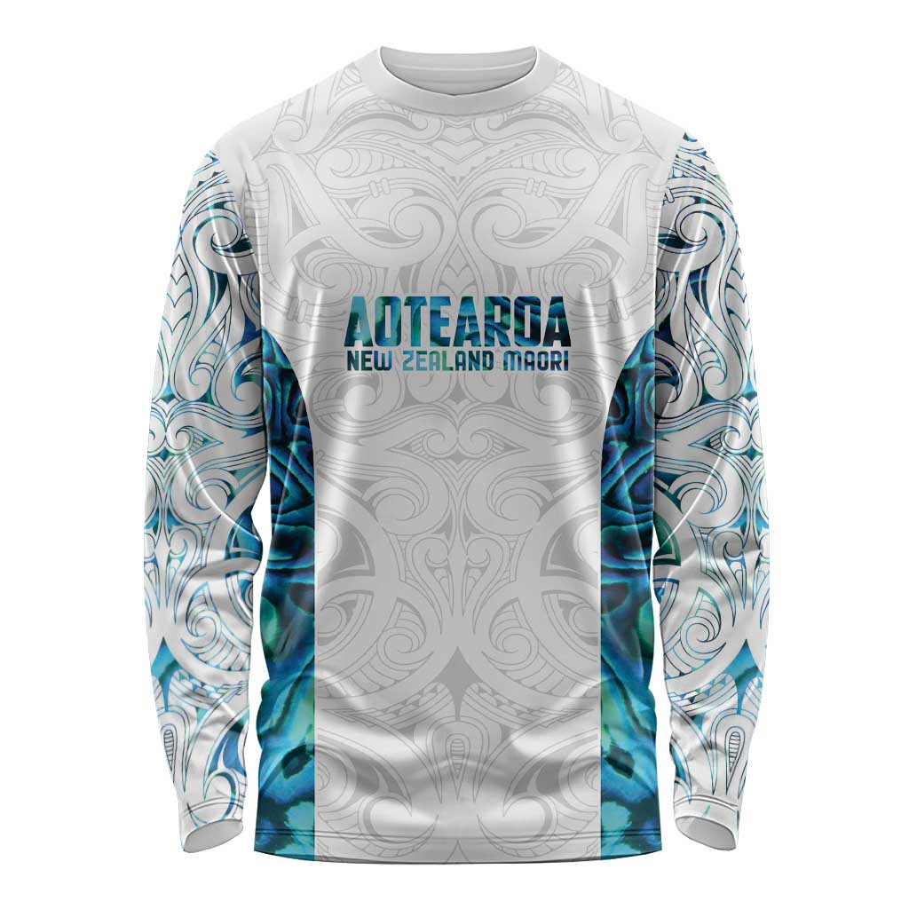 Custom New Zealand Aotearoa Long Sleeve Shirt Maori Paua Shell Indigenous - Polynesian Pride