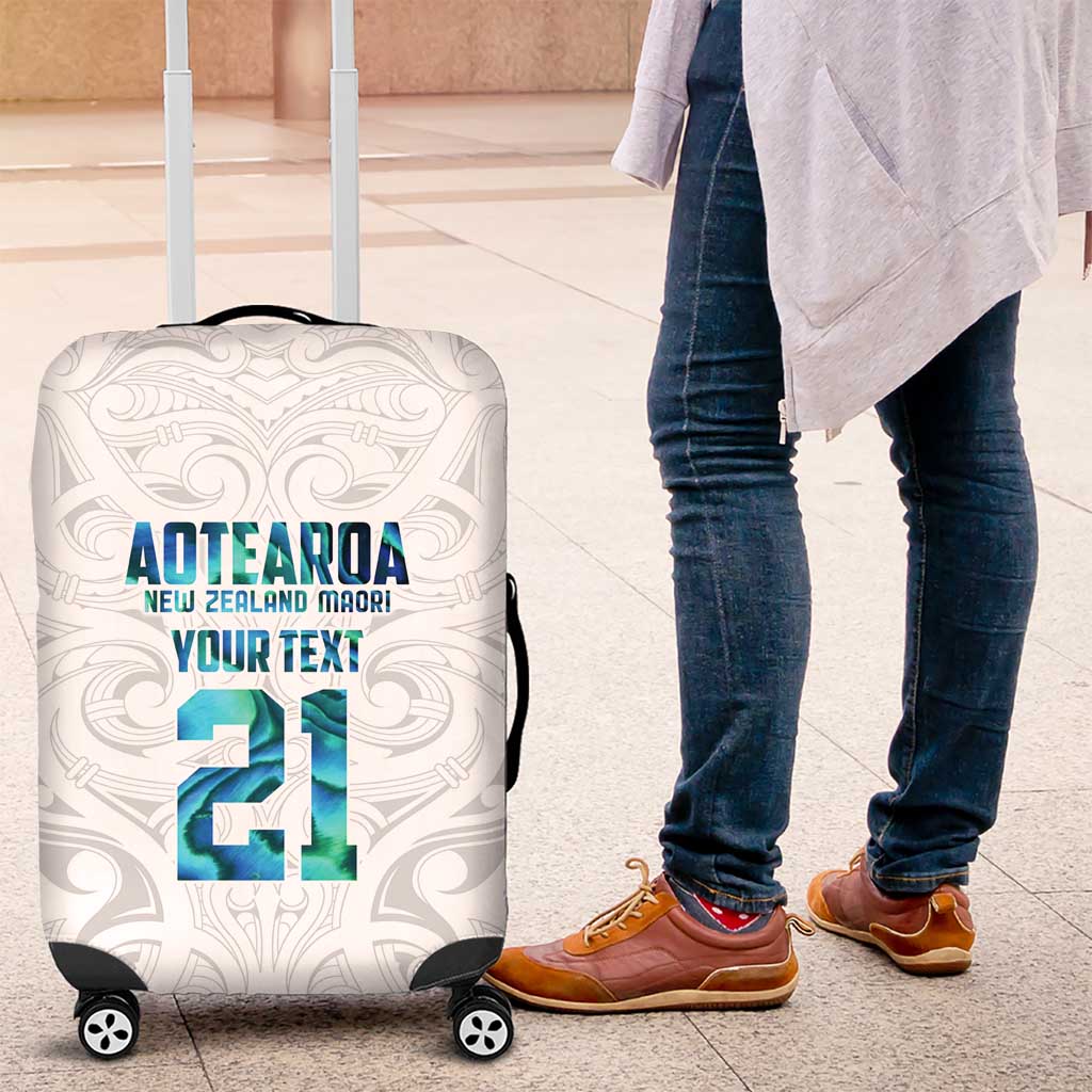 Custom New Zealand Aotearoa Luggage Cover Maori Paua Shell Indigenous - Polynesian Pride