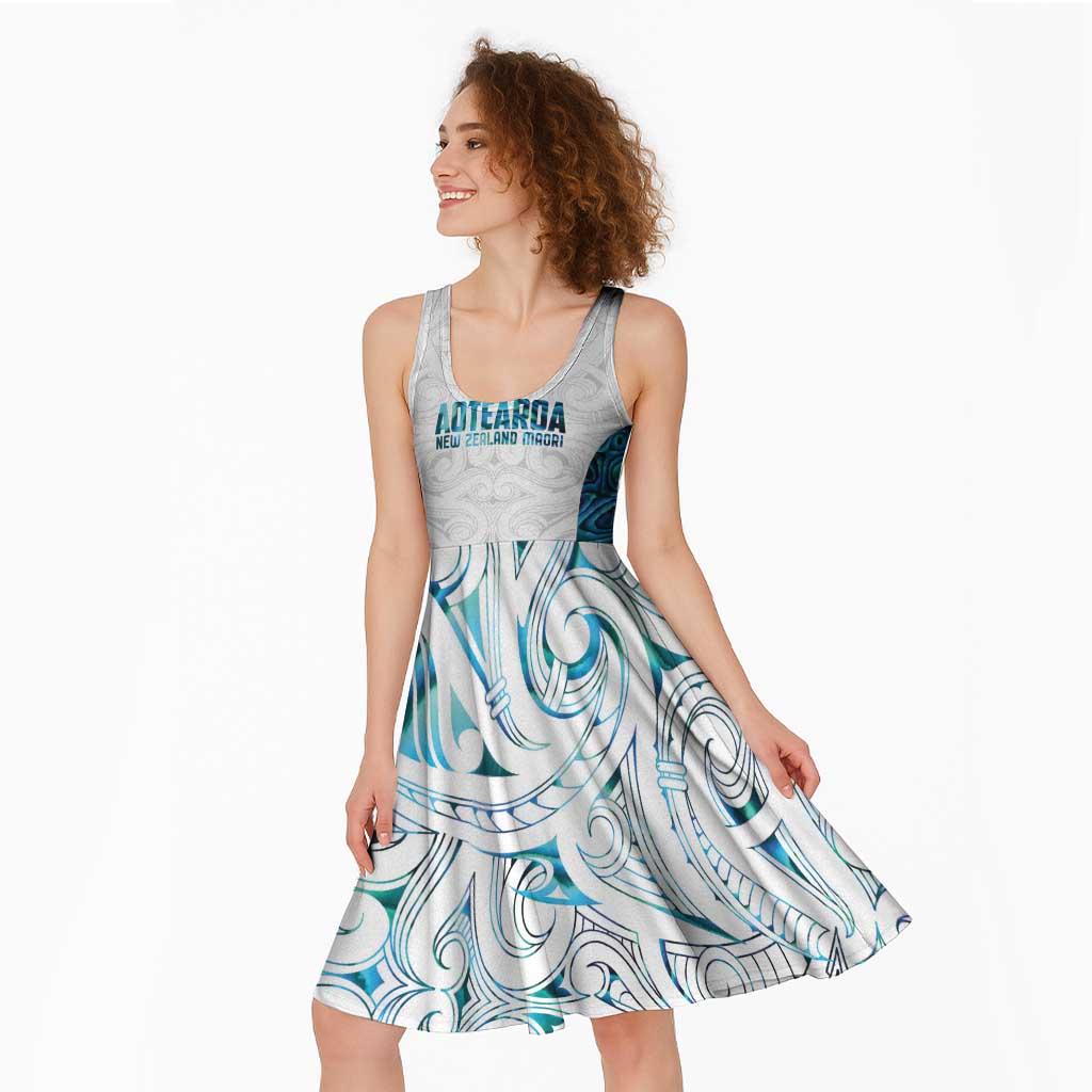 Custom New Zealand Aotearoa Midi Dress Maori Paua Shell Indigenous - Polynesian Pride