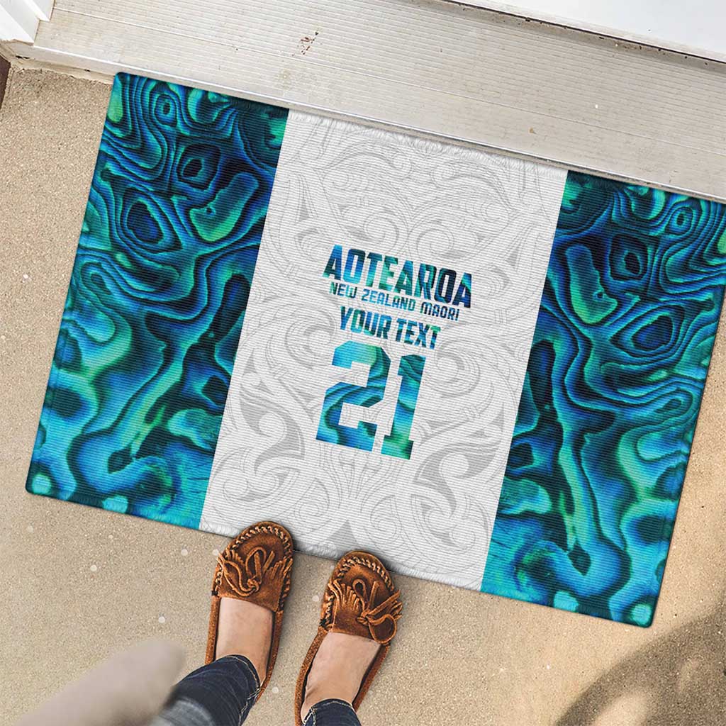 Custom New Zealand Aotearoa Rubber Doormat Maori Paua Shell Indigenous - Polynesian Pride