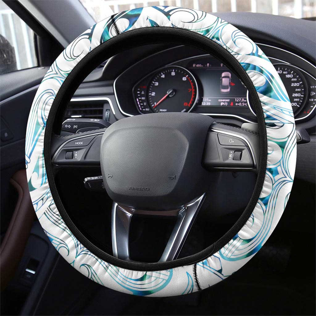 New Zealand Aotearoa Steering Wheel Cover Maori Paua Shell Indigenous - Polynesian Pride