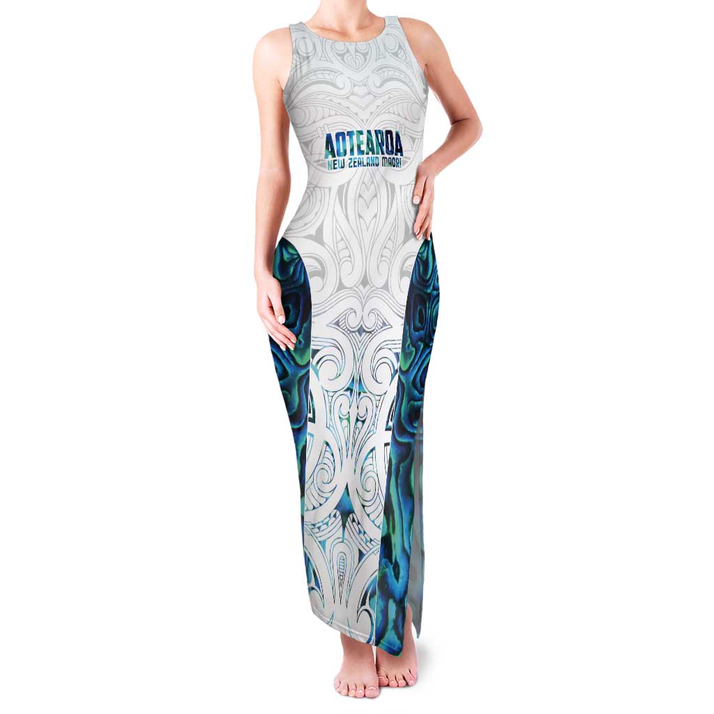 Custom New Zealand Aotearoa Tank Maxi Dress Maori Paua Shell Indigenous - Polynesian Pride