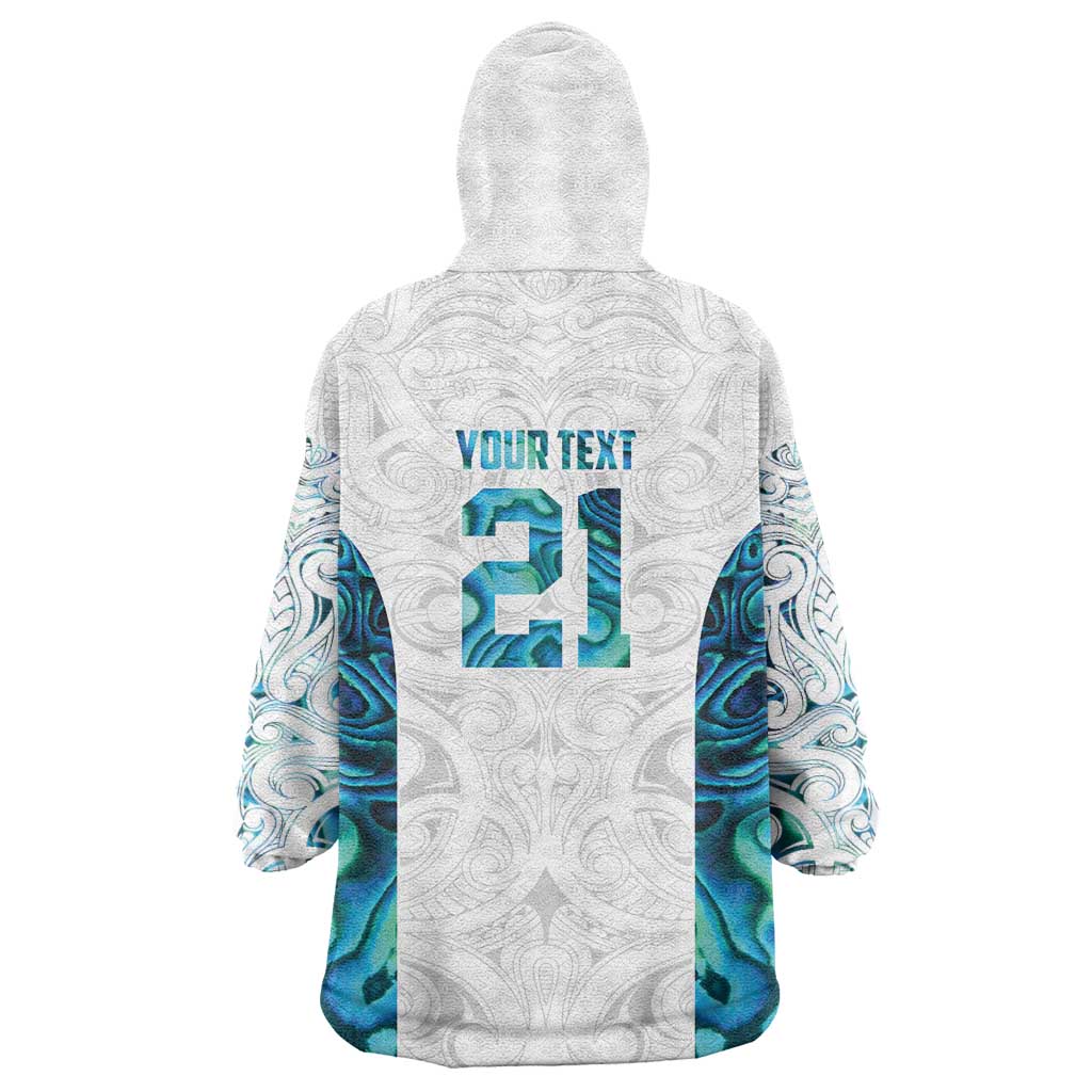 Custom New Zealand Aotearoa Wearable Blanket Hoodie Maori Paua Shell Indigenous - Polynesian Pride