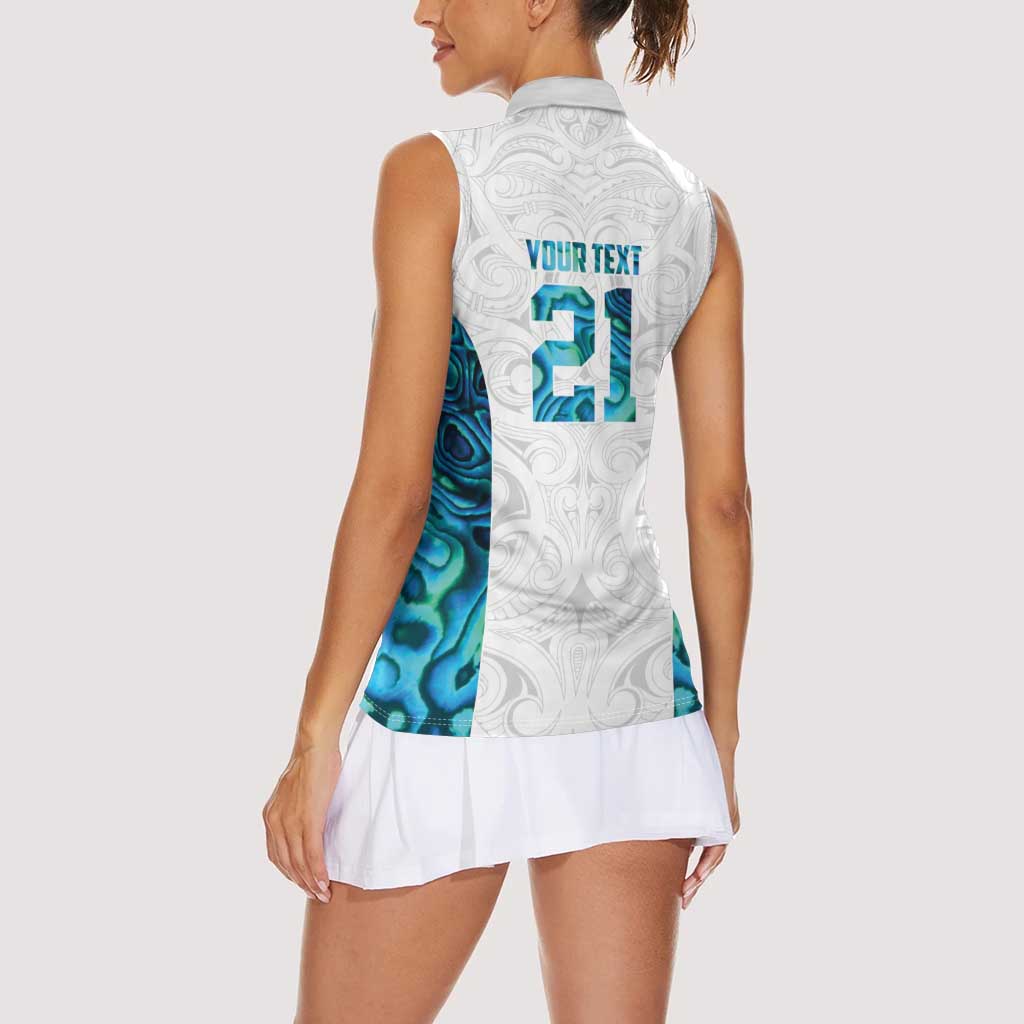 Custom New Zealand Aotearoa Women Sleeveless Polo Shirt Maori Paua Shell Indigenous - Polynesian Pride