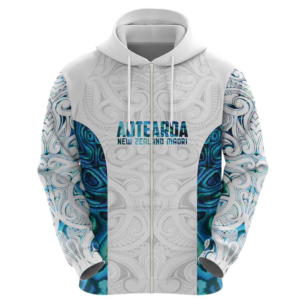 Custom New Zealand Aotearoa Zip Hoodie Maori Paua Shell Indigenous - Polynesian Pride