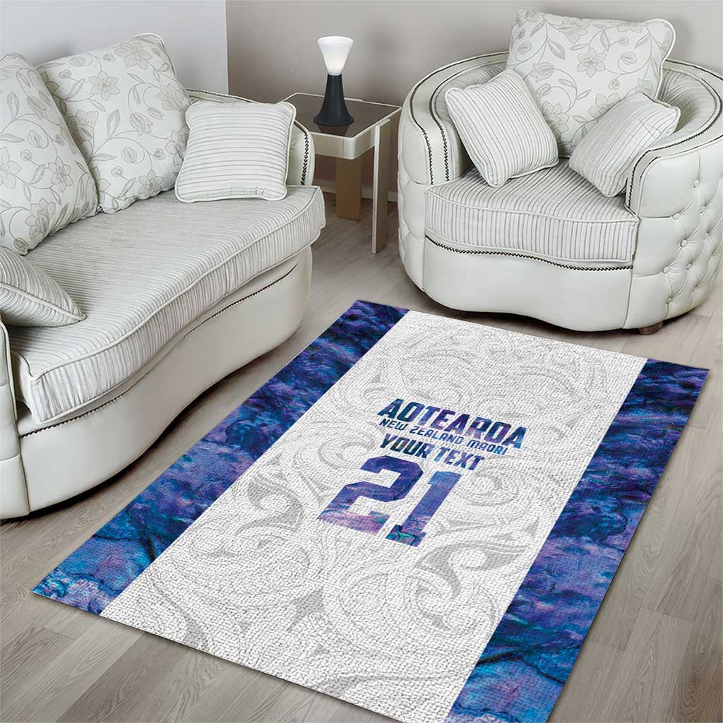 Custom New Zealand Aotearoa Area Rug Purple Maori Paua Shell Indigenous - Polynesian Pride