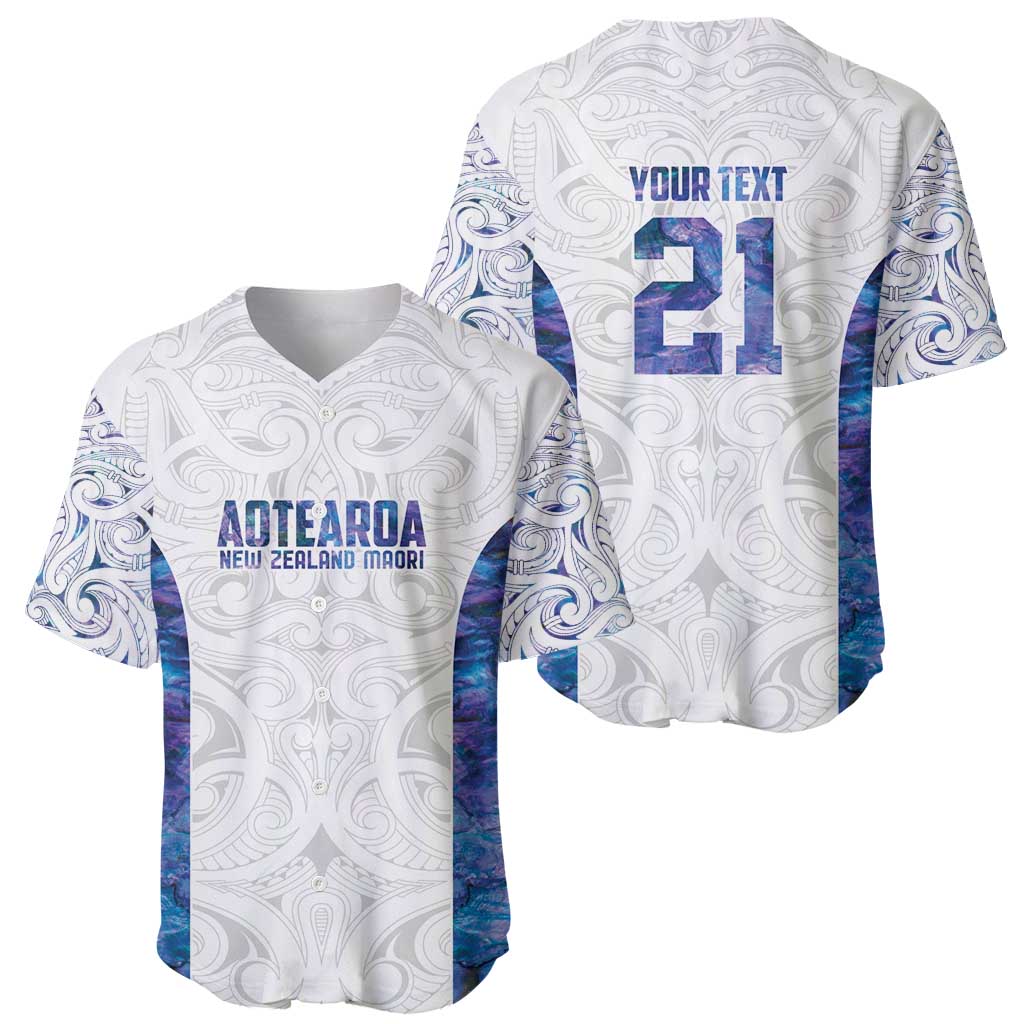Custom New Zealand Aotearoa Baseball Jersey Purple Maori Paua Shell Indigenous - Polynesian Pride