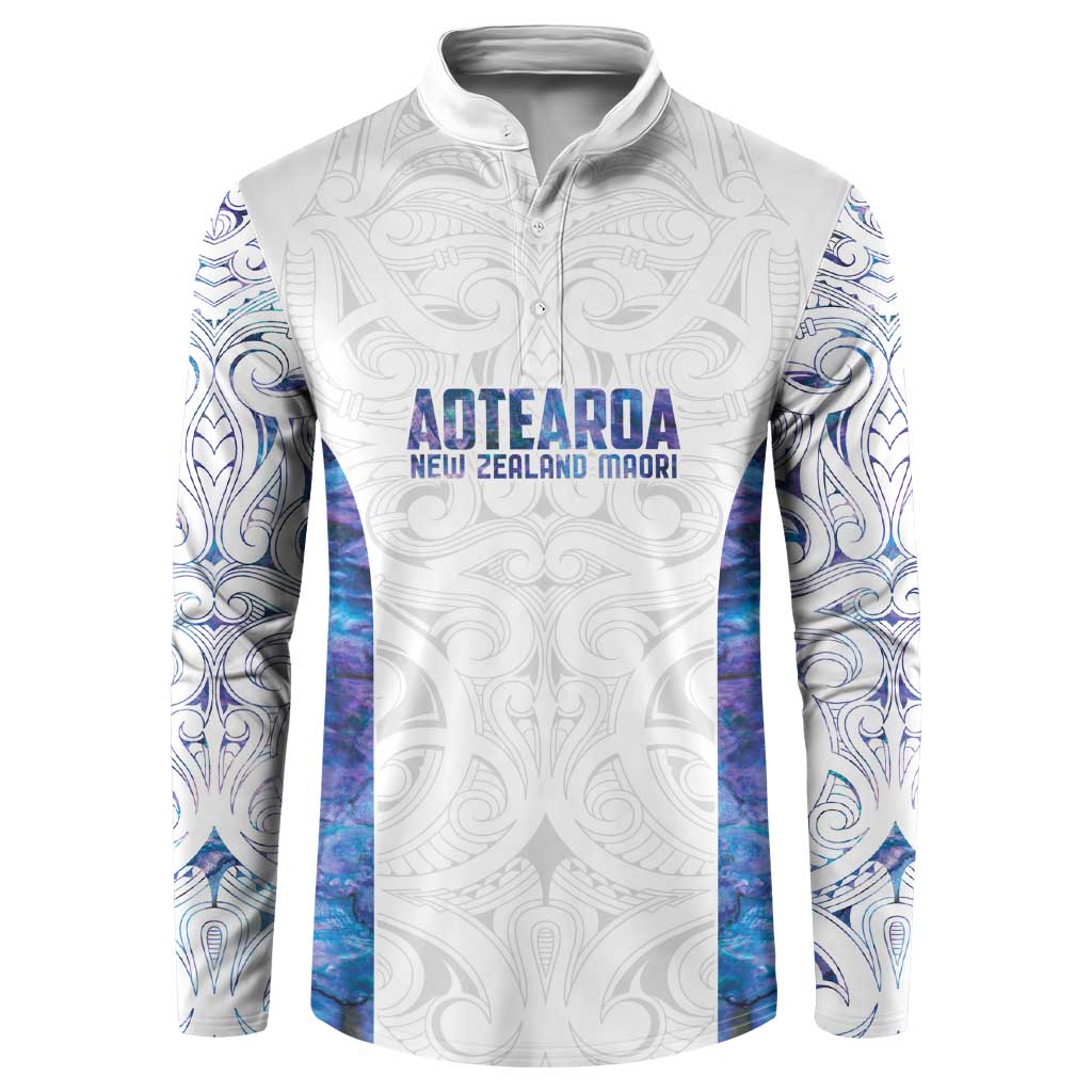 Custom New Zealand Aotearoa Button Sweatshirt Purple Maori Paua Shell Indigenous - Polynesian Pride