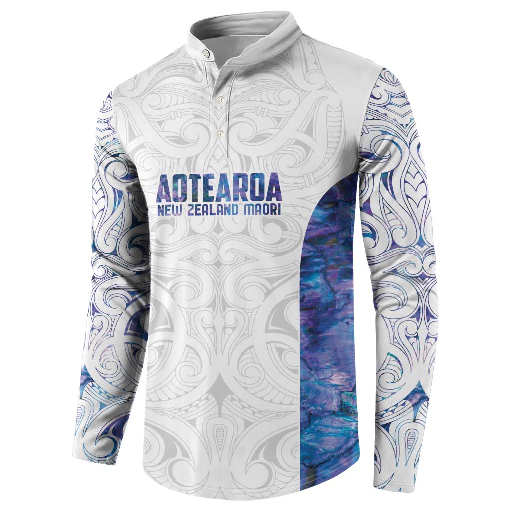 Custom New Zealand Aotearoa Button Sweatshirt Purple Maori Paua Shell Indigenous - Polynesian Pride