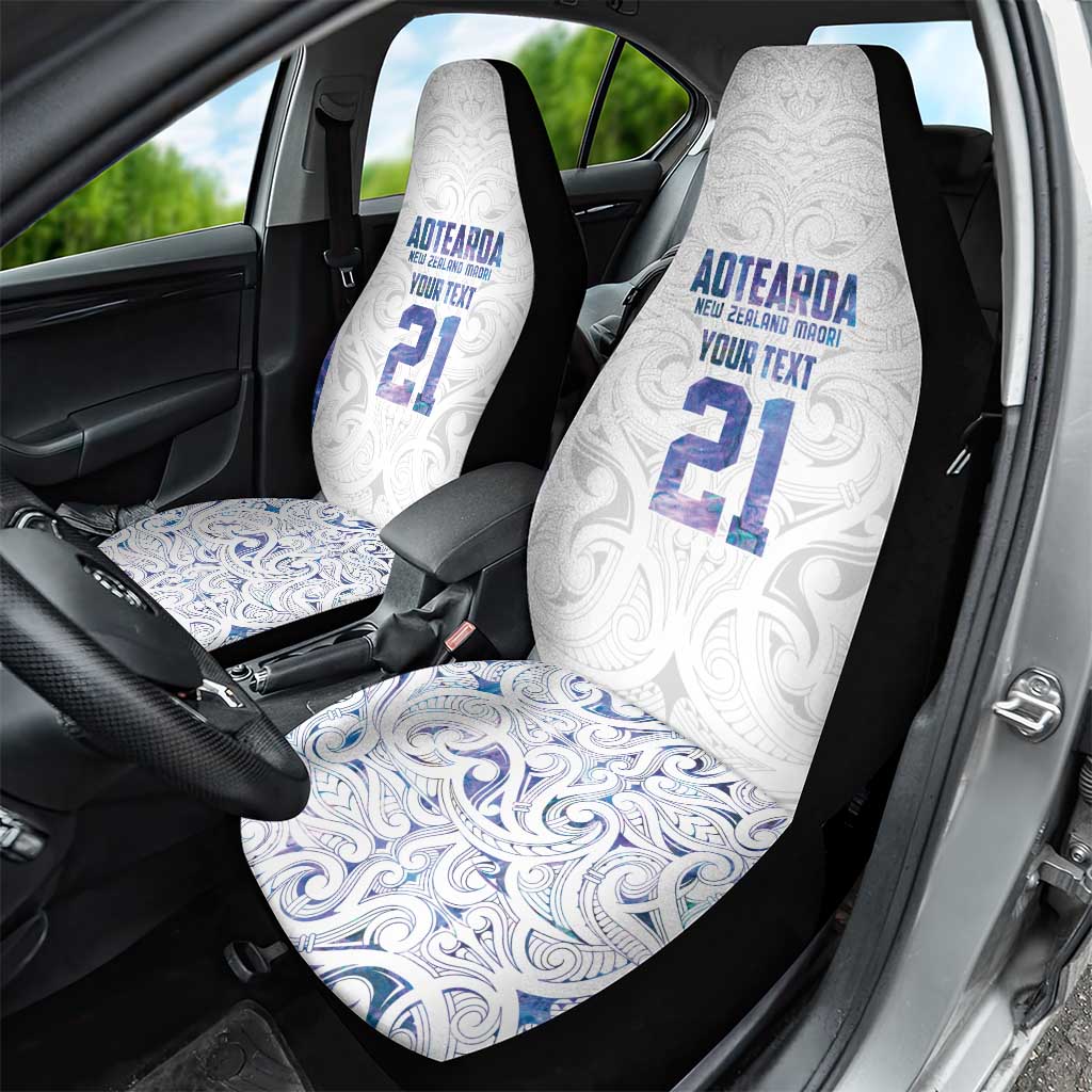 Custom New Zealand Aotearoa Car Seat Cover Purple Maori Paua Shell Indigenous - Polynesian Pride