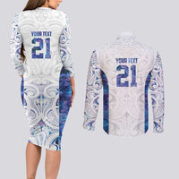 Custom New Zealand Aotearoa Couples Matching Long Sleeve Bodycon Dress and Long Sleeve Button Shirt Purple Maori Paua Shell Indigenous - Polynesian Pride