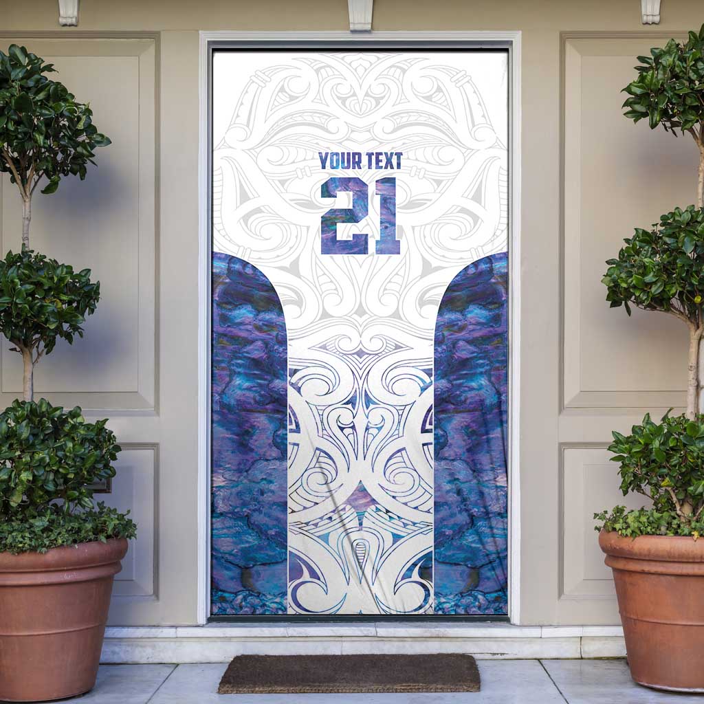 Custom New Zealand Aotearoa Door Cover Purple Maori Paua Shell Indigenous - Polynesian Pride