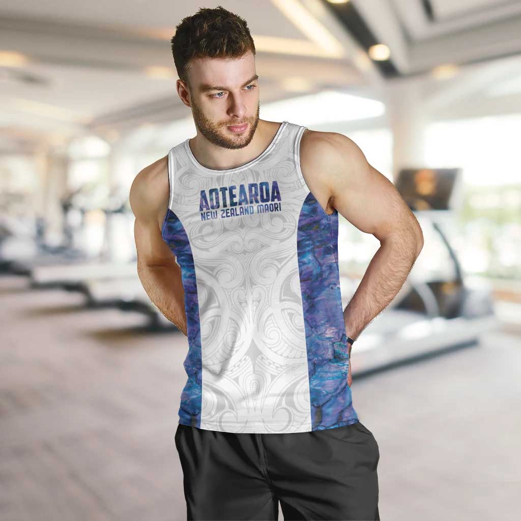 Custom New Zealand Aotearoa Men Tank Top Purple Maori Paua Shell Indigenous - Polynesian Pride