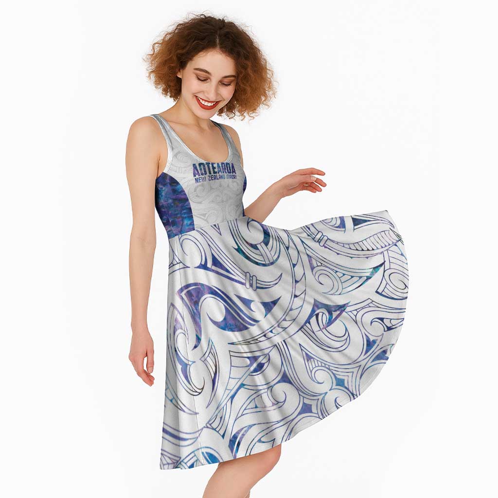 Custom New Zealand Aotearoa Midi Dress Purple Maori Paua Shell Indigenous - Polynesian Pride