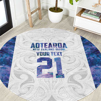 Custom New Zealand Aotearoa Round Carpet Purple Maori Paua Shell Indigenous - Polynesian Pride