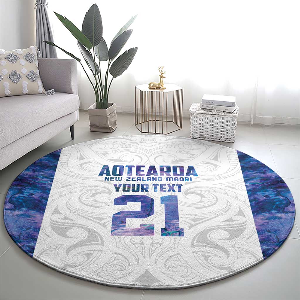 Custom New Zealand Aotearoa Round Carpet Purple Maori Paua Shell Indigenous - Polynesian Pride