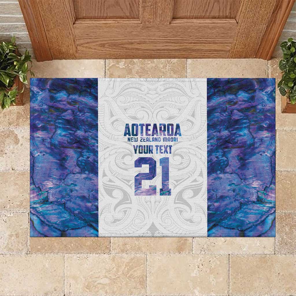 Custom New Zealand Aotearoa Rubber Doormat Purple Maori Paua Shell Indigenous - Polynesian Pride