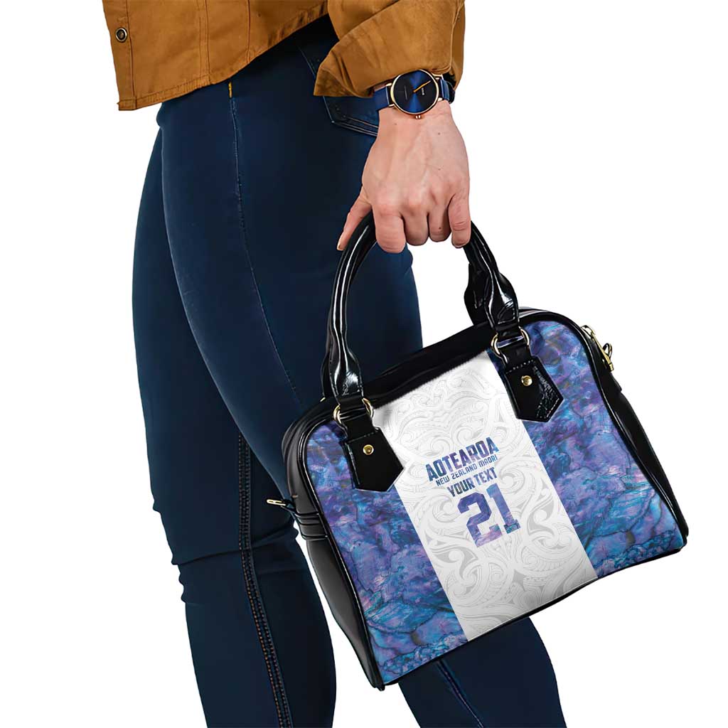 Custom New Zealand Aotearoa Shoulder Handbag Purple Maori Paua Shell Indigenous - Polynesian Pride