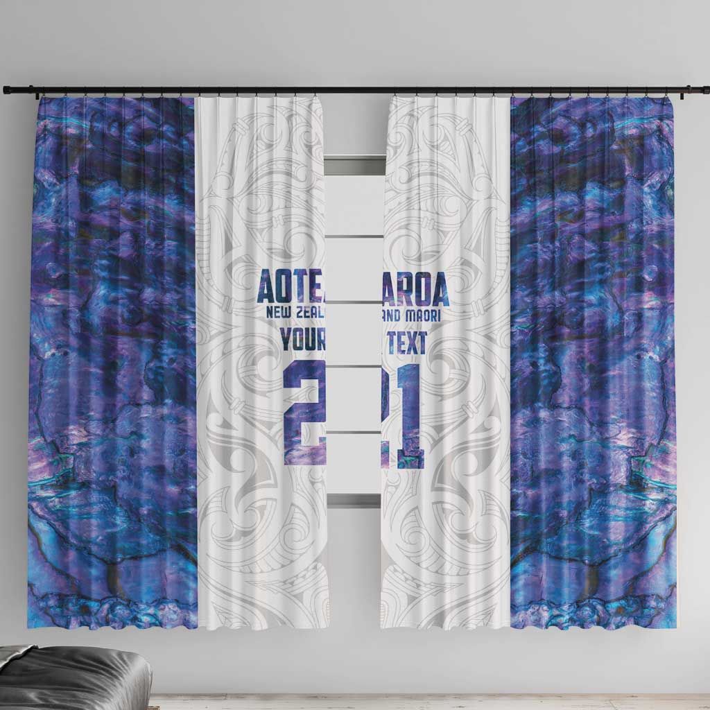 Custom New Zealand Aotearoa Window Curtain Purple Maori Paua Shell Indigenous - Polynesian Pride