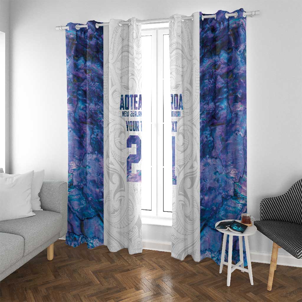 Custom New Zealand Aotearoa Window Curtain Purple Maori Paua Shell Indigenous - Polynesian Pride