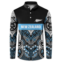 World Cricket Custom New Zealand Button Sweatshirt Kia kaha nga Potae Pango LT9 Black - Polynesian Pride