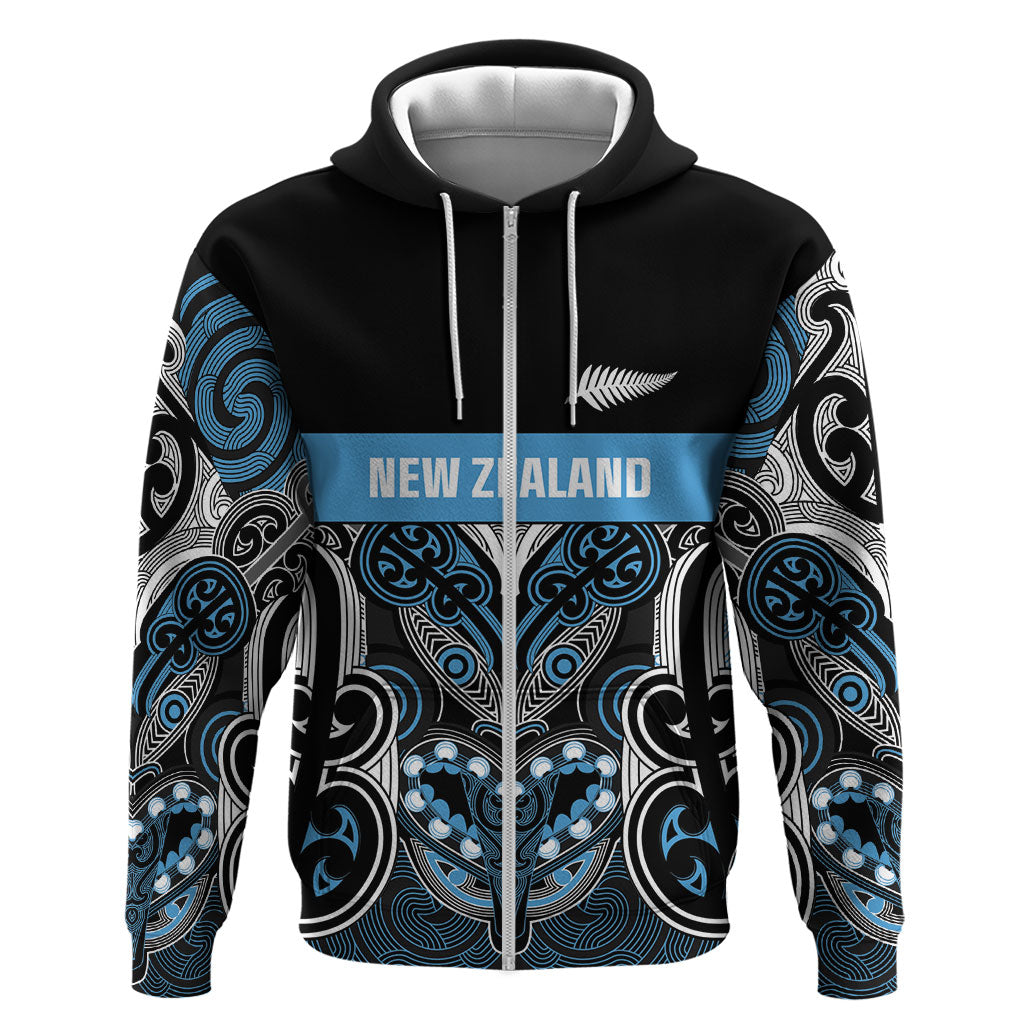 World Cricket Custom New Zealand Hoodie Kia kaha nga Potae Pango LT9 Zip Hoodie Black - Polynesian Pride