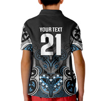 World Cricket Custom New Zealand Kid Polo Shirt Kia kaha nga Potae Pango LT9 - Polynesian Pride