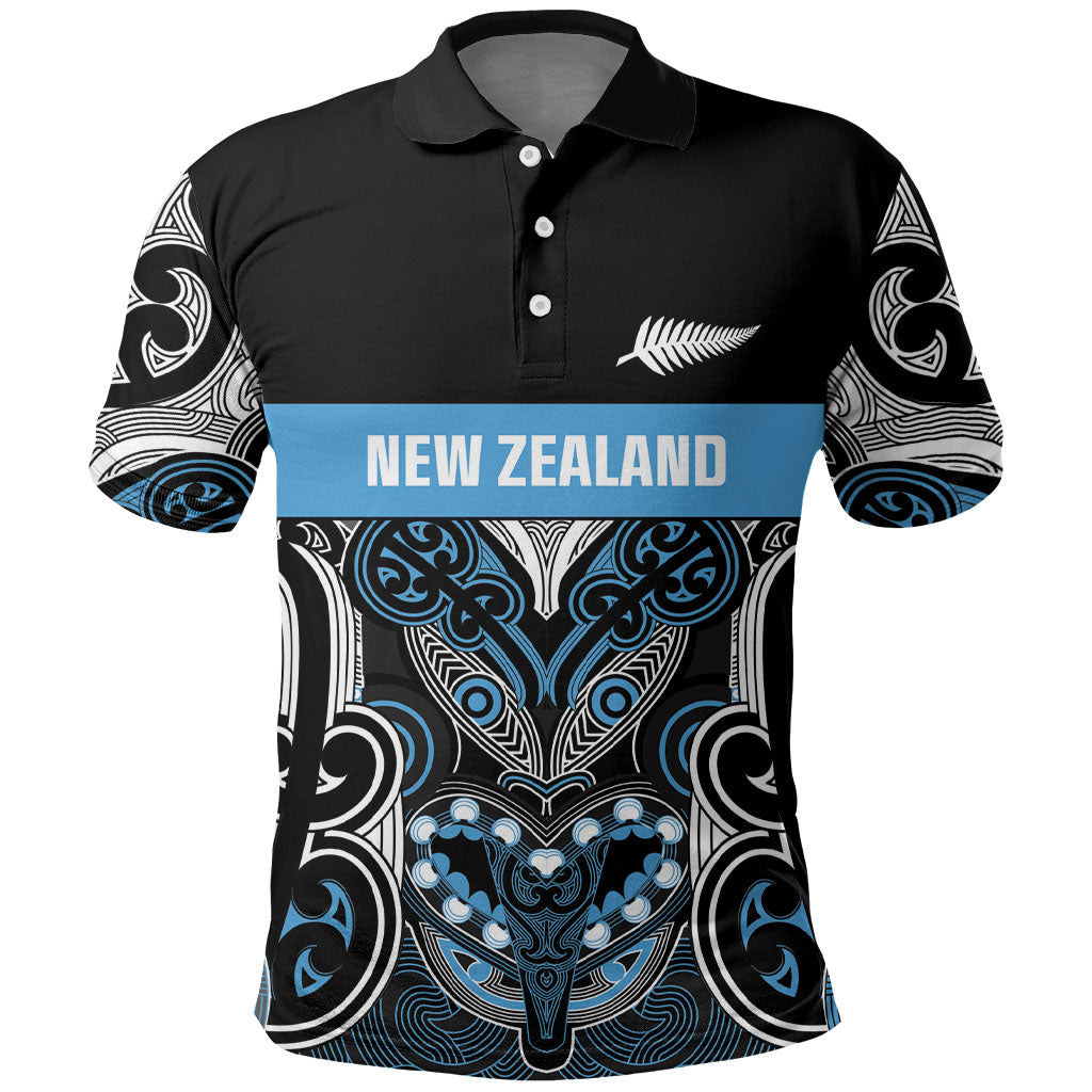 World Cricket Custom New Zealand Polo Shirt Kia kaha nga Potae Pango LT9 Black - Polynesian Pride