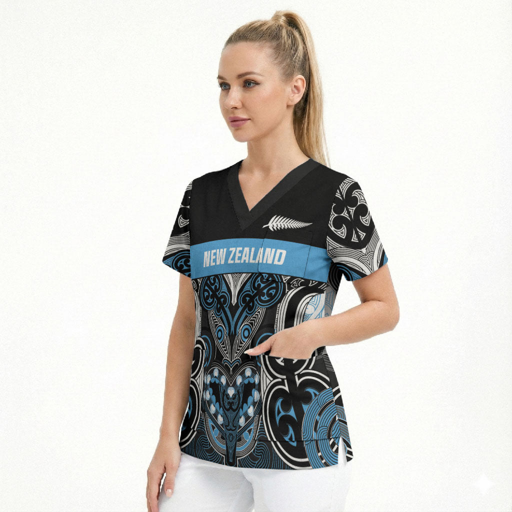 World Cricket Custom New Zealand Scrub Top Kia kaha nga Potae Pango LT9 - Polynesian Pride