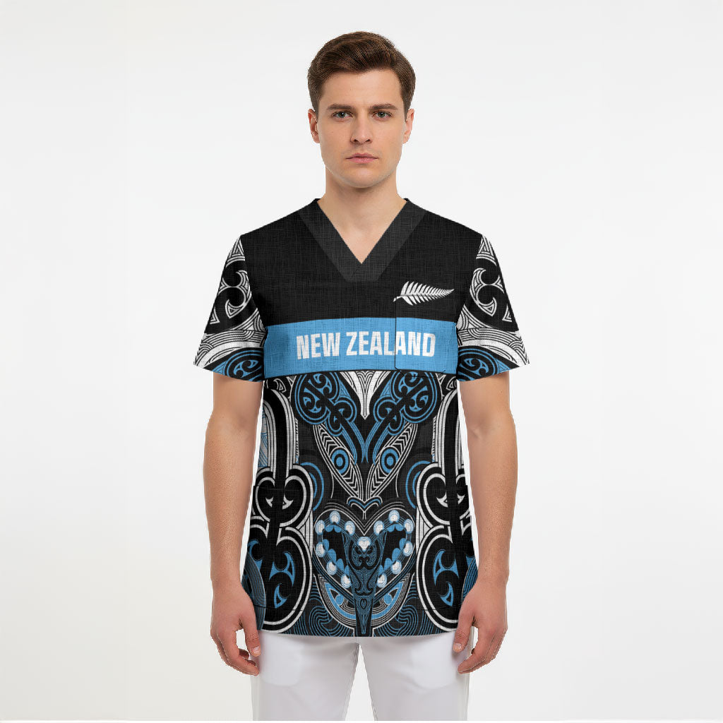 World Cricket Custom New Zealand Scrub Top Kia kaha nga Potae Pango LT9 - Polynesian Pride