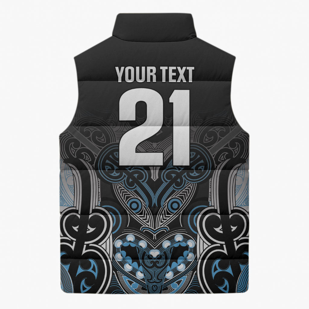 World Cricket Custom New Zealand Sleeveless Puffer Jacket Kia kaha nga Potae Pango LT9 - Polynesian Pride