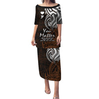 Your Matter Suicide Prevention Puletasi Gold Polynesian Tribal LT9 Long Dress Gold - Polynesian Pride