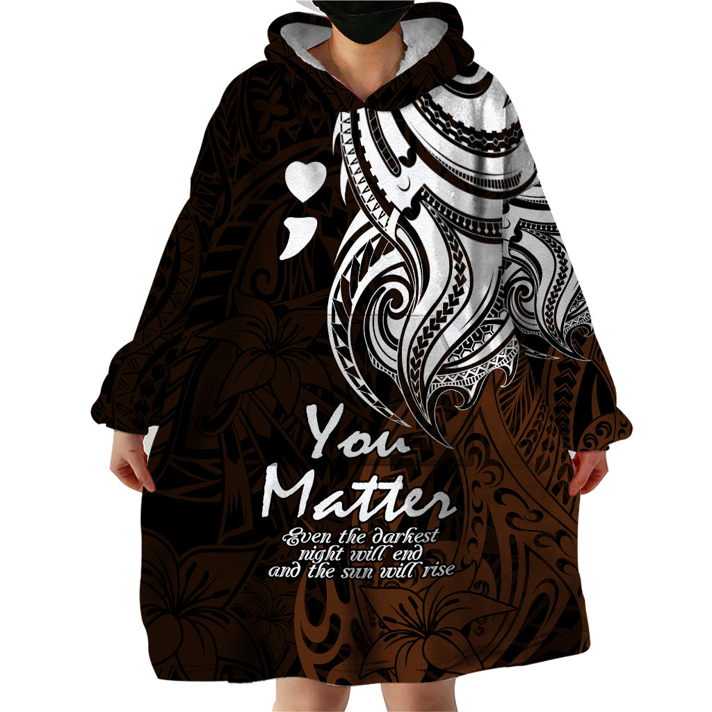Your Matter Suicide Prevention Wearable Blanket Hoodie Gold Polynesian Tribal LT9 - Polynesian Pride