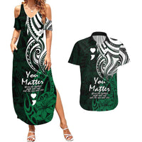 Your Matter Suicide Prevention Couples Matching Summer Maxi Dress and Hawaiian Shirt Green Polynesian Tribal LT9 Green - Polynesian Pride