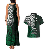 Your Matter Suicide Prevention Couples Matching Tank Maxi Dress and Hawaiian Shirt Green Polynesian Tribal LT9 - Polynesian Pride
