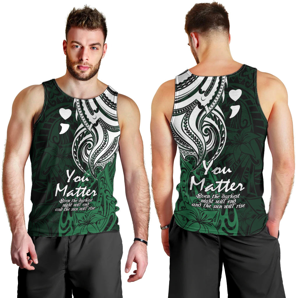 Your Matter Suicide Prevention Men Tank Top Green Polynesian Tribal LT9 - Polynesian Pride