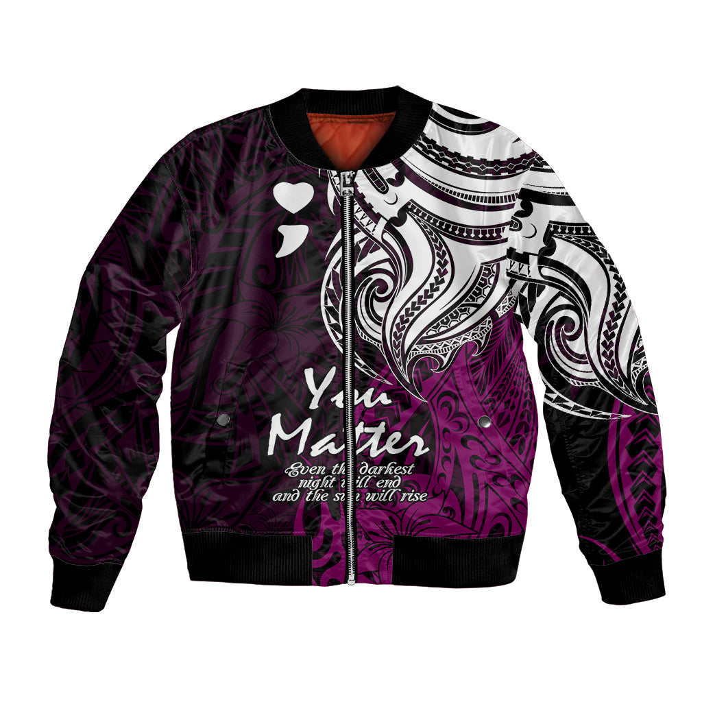 Your Matter Suicide Prevention Bomber Jacket Pink Polynesian Tribal LT9 Unisex Pink - Polynesian Pride