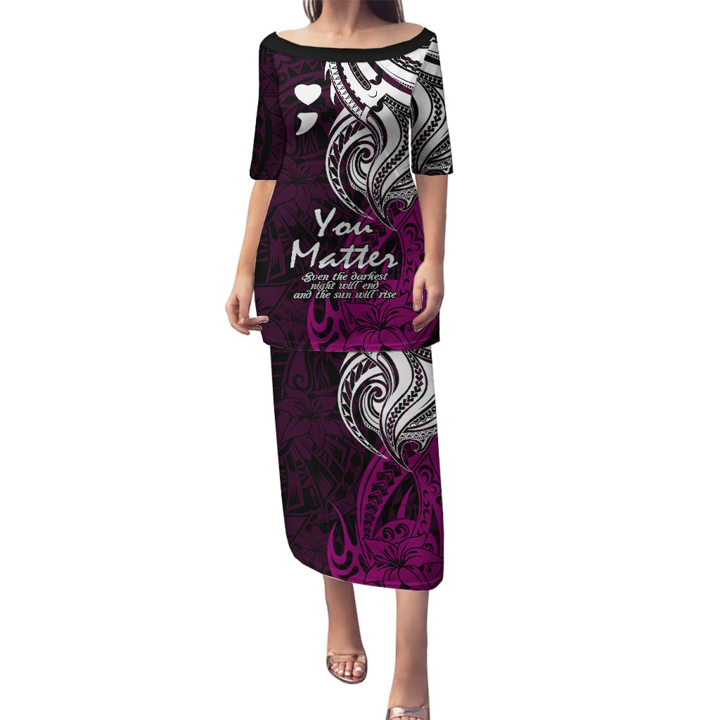 Your Matter Suicide Prevention Puletasi Pink Polynesian Tribal LT9 Long Dress Pink - Polynesian Pride