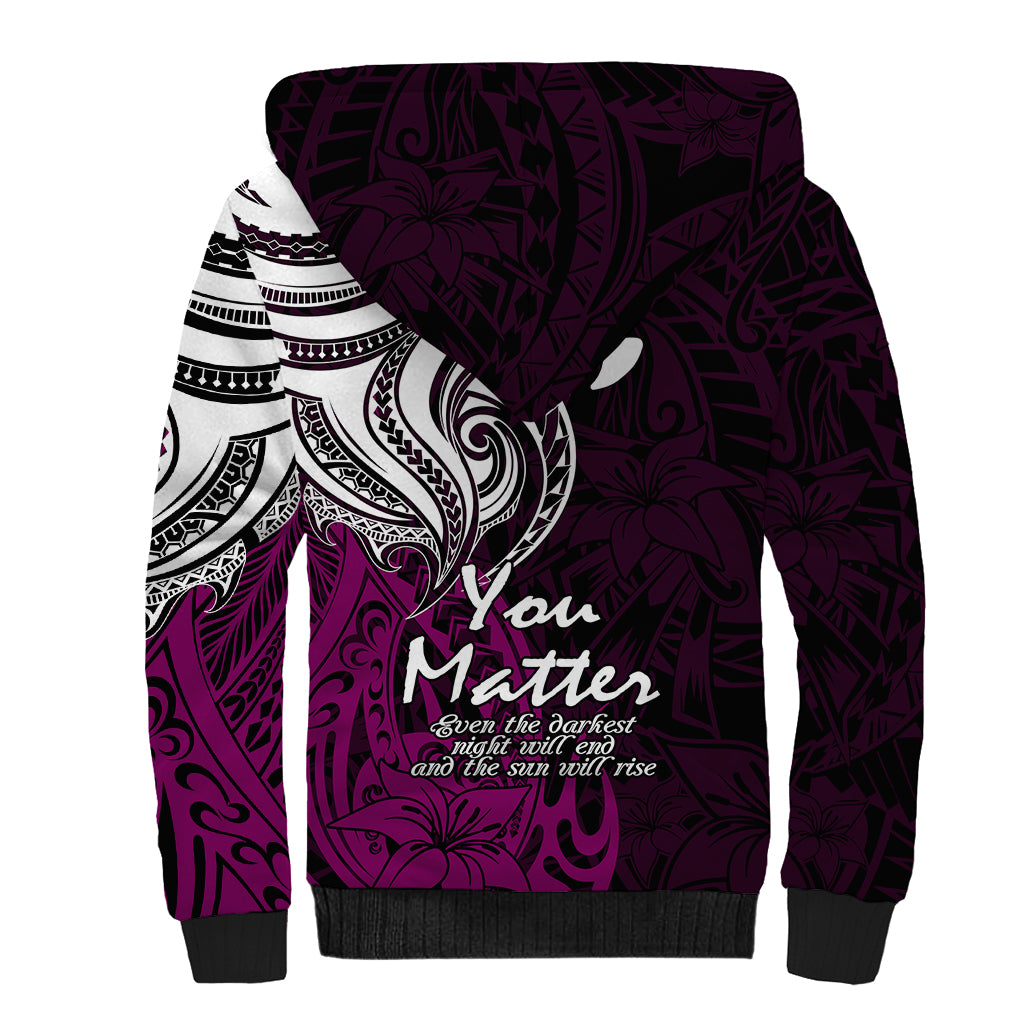 Your Matter Suicide Prevention Sherpa Hoodie Pink Polynesian Tribal LT9 - Polynesian Pride