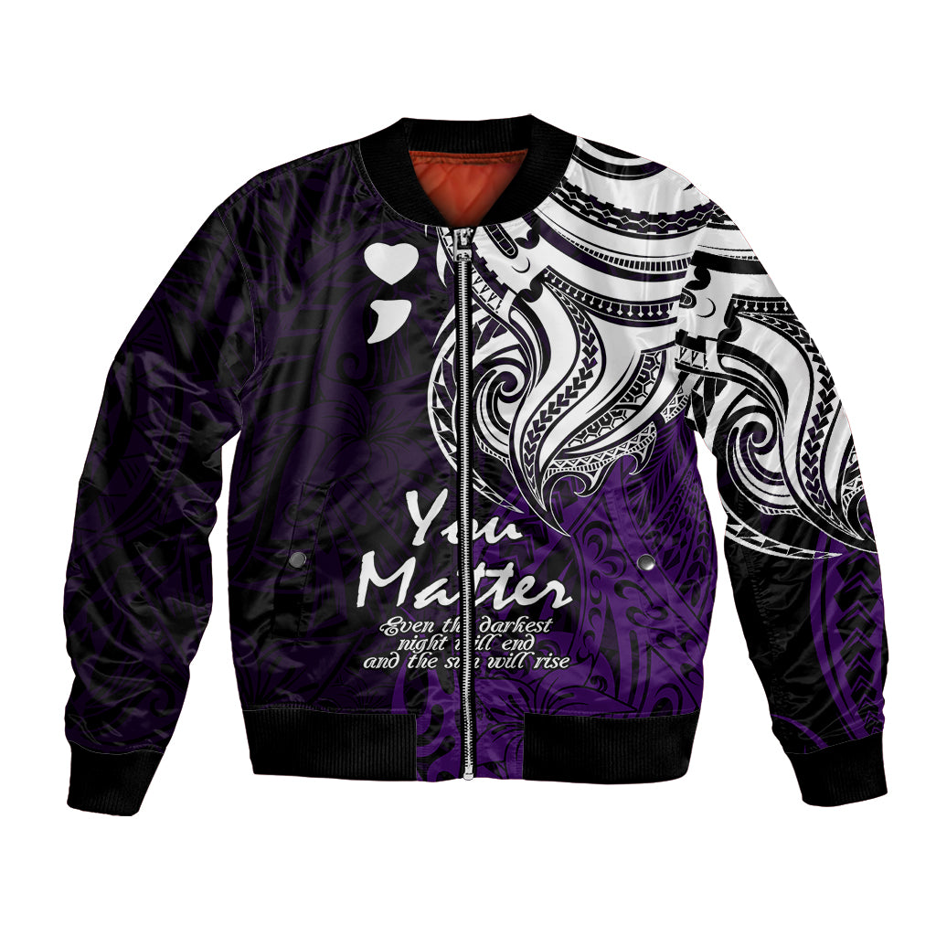 Your Matter Suicide Prevention Bomber Jacket Purple Polynesian Tribal LT9 Unisex Purple - Polynesian Pride