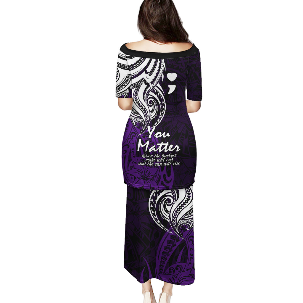 Your Matter Suicide Prevention Puletasi Purple Polynesian Tribal LT9 - Polynesian Pride