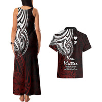 Your Matter Suicide Prevention Couples Matching Tank Maxi Dress and Hawaiian Shirt Red Polynesian Tribal LT9 - Polynesian Pride