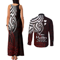 Your Matter Suicide Prevention Couples Matching Tank Maxi Dress and Long Sleeve Button Shirts Red Polynesian Tribal LT9 - Polynesian Pride