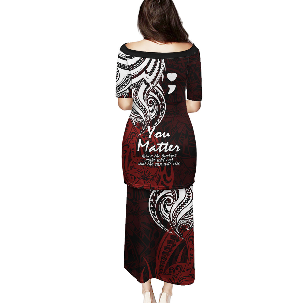 Your Matter Suicide Prevention Puletasi Red Polynesian Tribal LT9 - Polynesian Pride