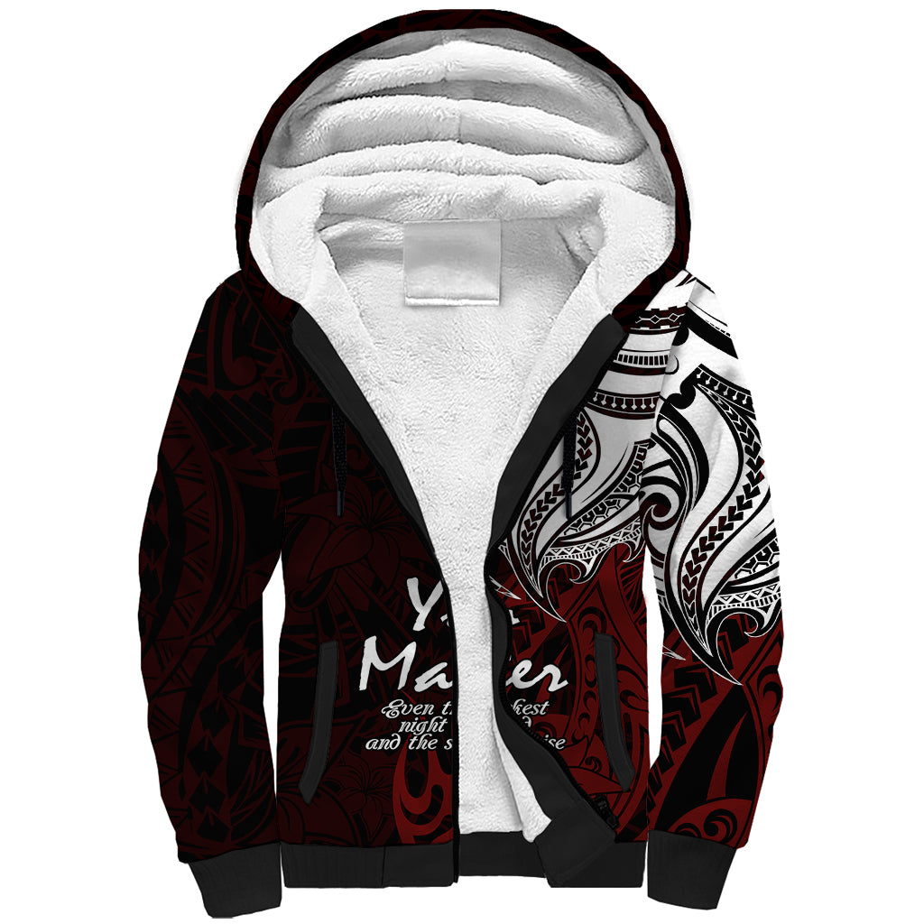 Your Matter Suicide Prevention Sherpa Hoodie Red Polynesian Tribal LT9 Unisex Red - Polynesian Pride